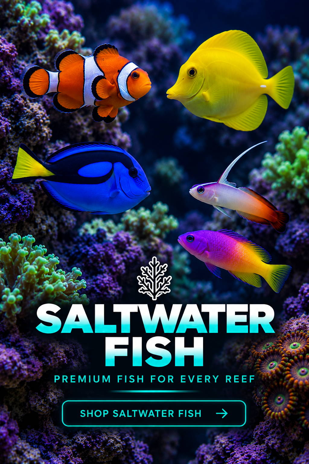 Saltwater fish for sale online at Island Reef Aquatics including clownfish, tangs, firefish and colorful reef fish