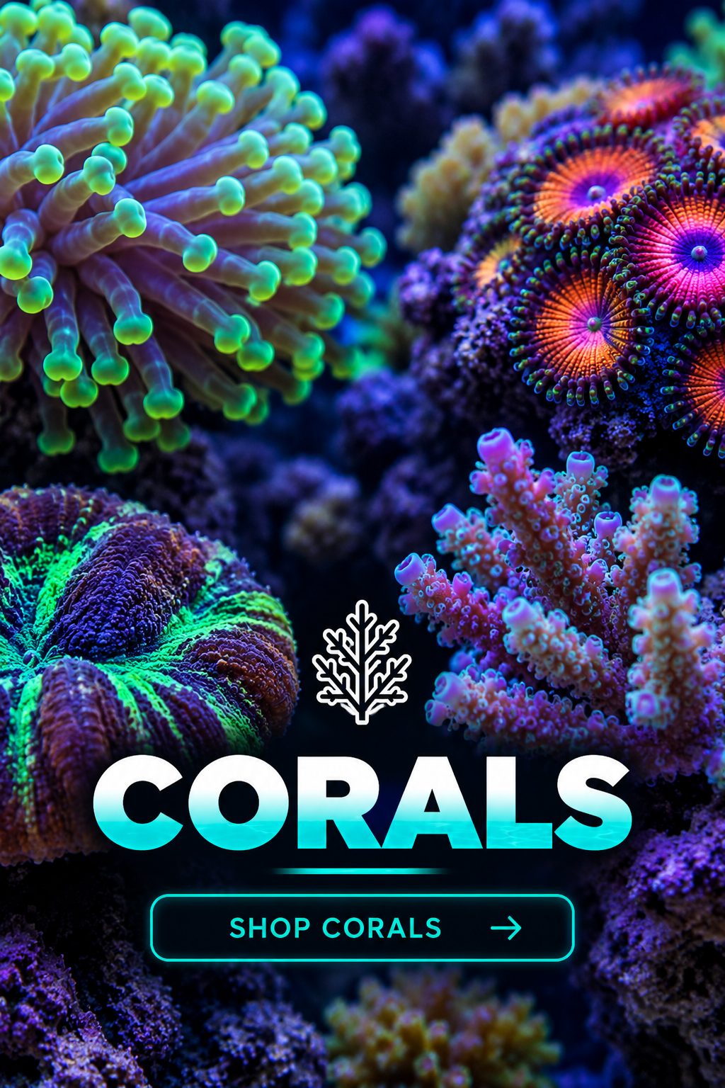 Colorful live corals in a reef aquarium – shop corals online at Island Reef Aquatics